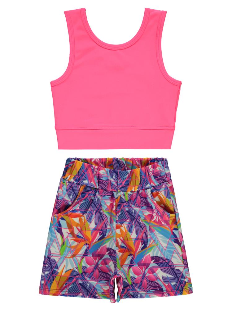 Civil Girls Şortlu 2-12 Yaş Mayo Set - Pembe
