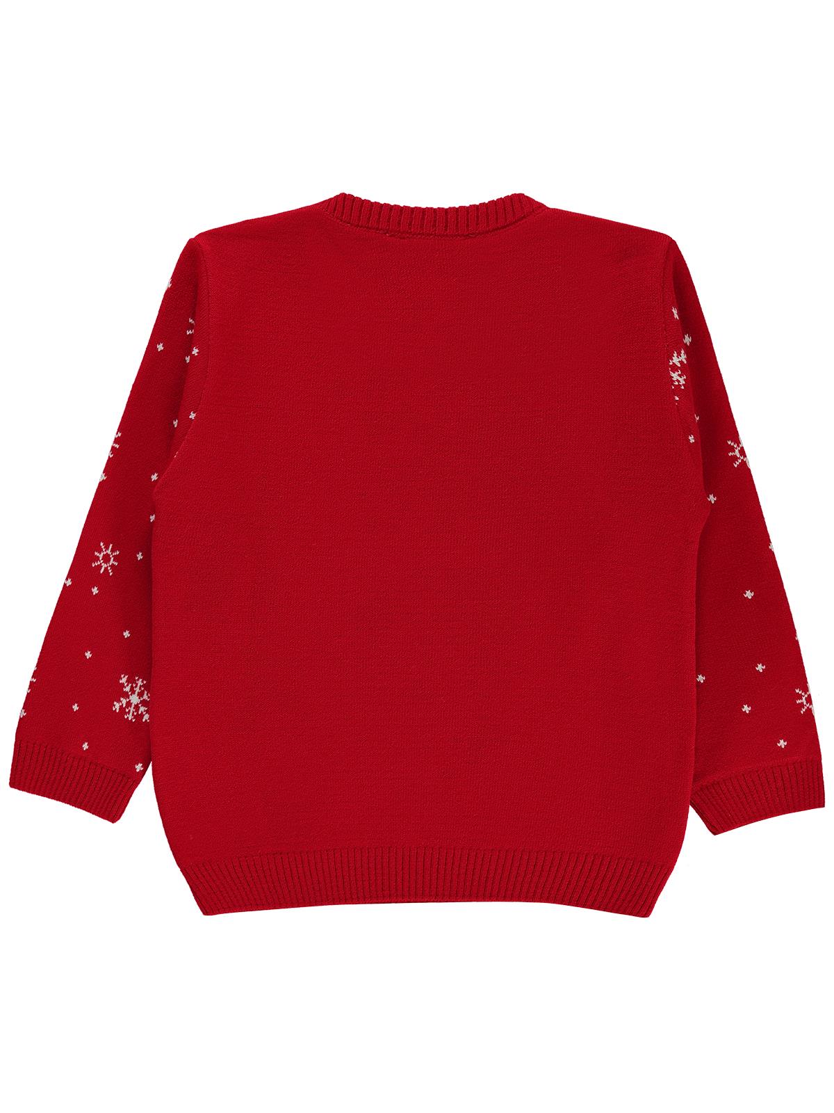 Civil Boys Şapkalı Ayı Desenli 2-5 Yaş Kazak - Kırmızı