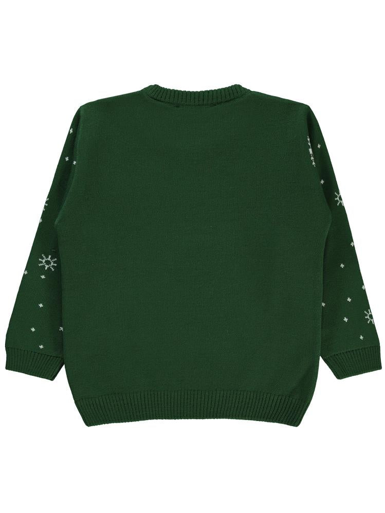 Civil Boys Şapkalı Ayı Desenli 2-5 Yaş Kazak - Yeşil