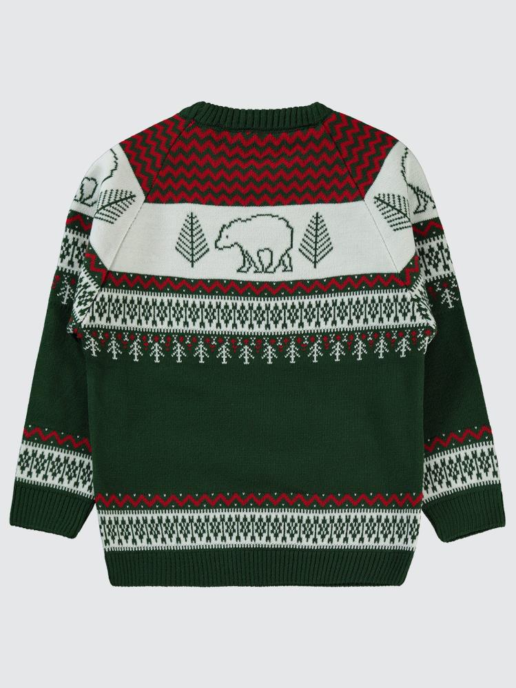 Civil Boys Ayı Desenli 2-5 Yaş Kazak - Yeşil