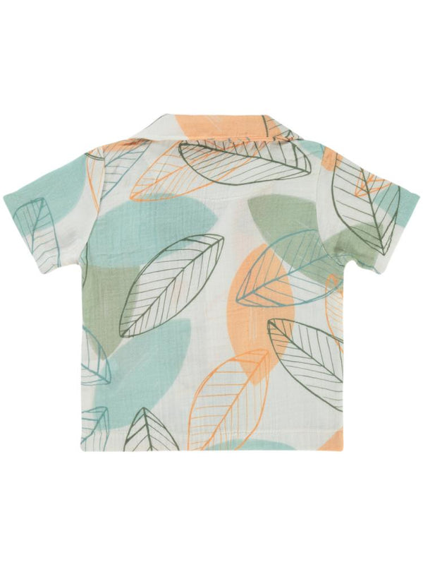 Civil Boys Yaprak Baskılı 2-5 Yaş Gömlek - Kırmızı