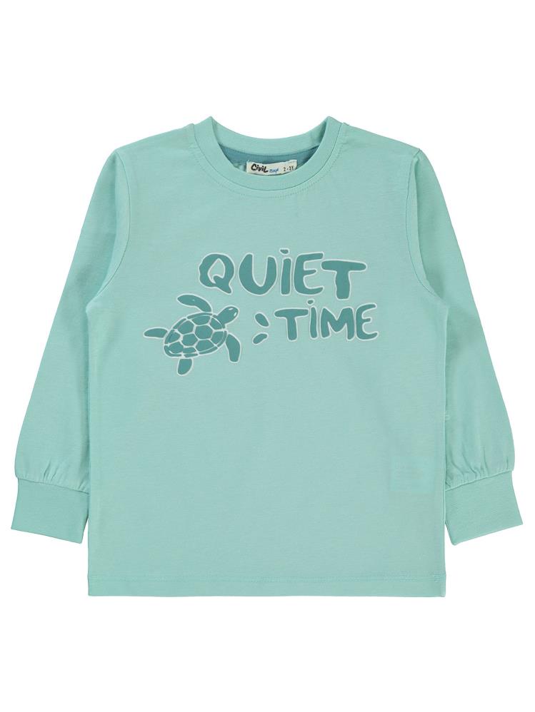 Civil Boys Kaplumbağa Baskılı 2-5 Yaş Sweatshirt - Mavi