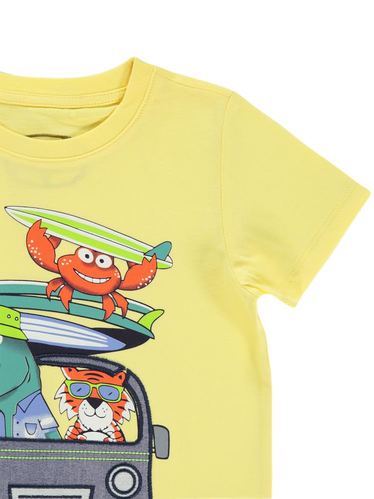 Civil Boys Tatilci Arkadaşlar Baskılı 2-5 Yaş Tişört - Sarı
