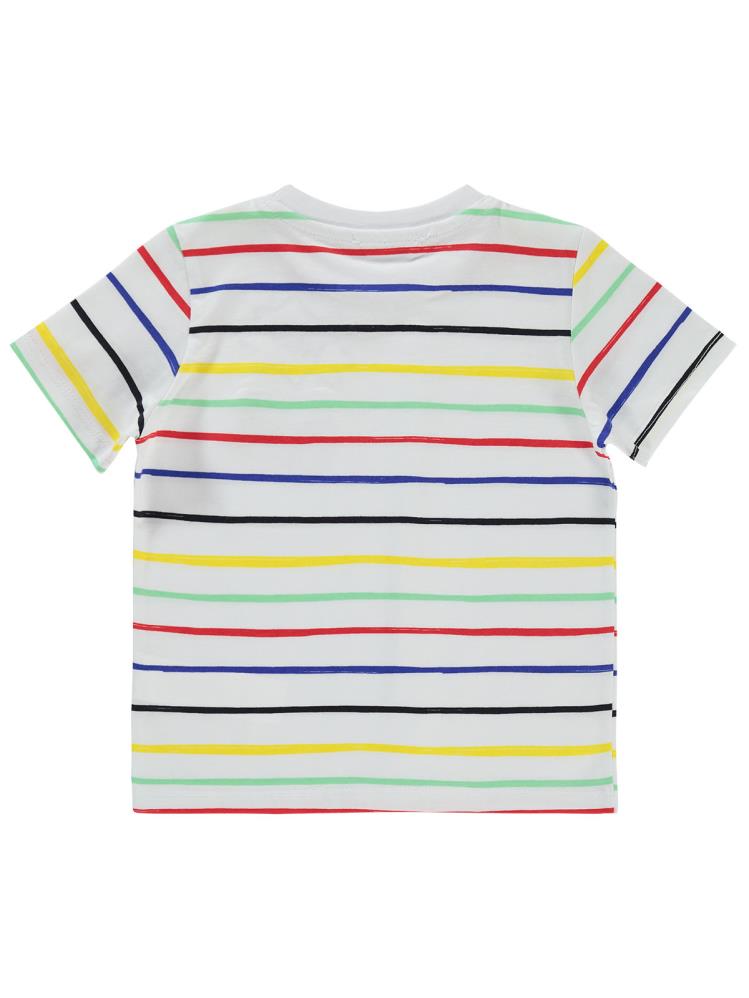 Civil Boys Karalama Çizgili Empirme 2-5 Yaş Tişört - Beyaz
