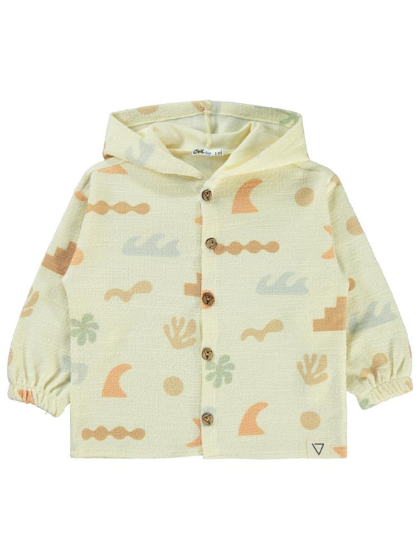 Civil Boys Palmiye Nakışlı Kapşonlu 2-5 Yaş Gömlek - Bej