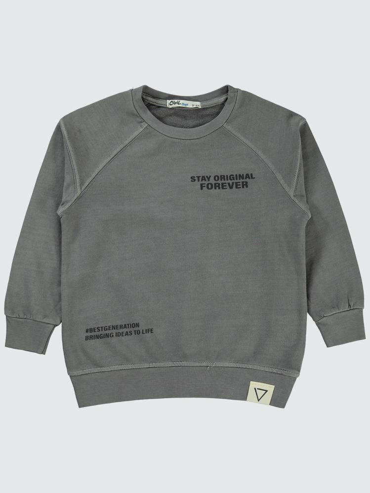 Civil Boys Stay Orıgınal Baskılı 2-5 Yaş Sweatshirt - Gri