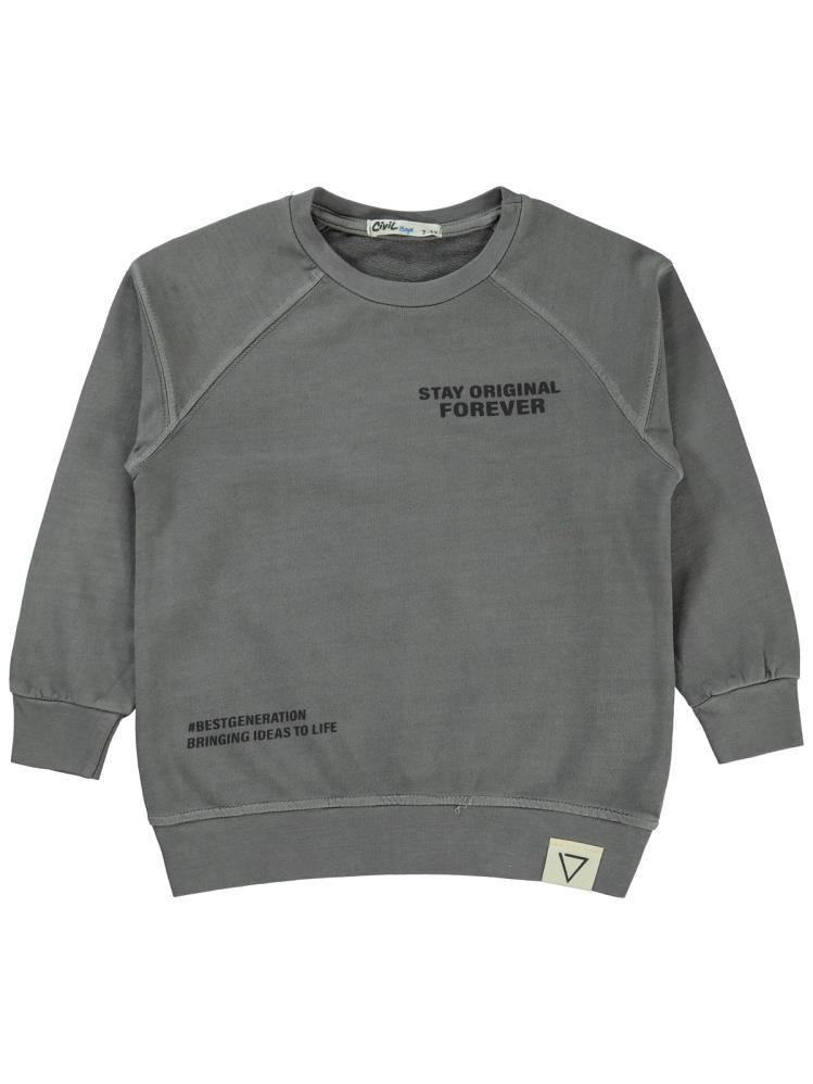 Civil Boys Stay Orıgınal Baskılı 2-5 Yaş Sweatshirt - Gri
