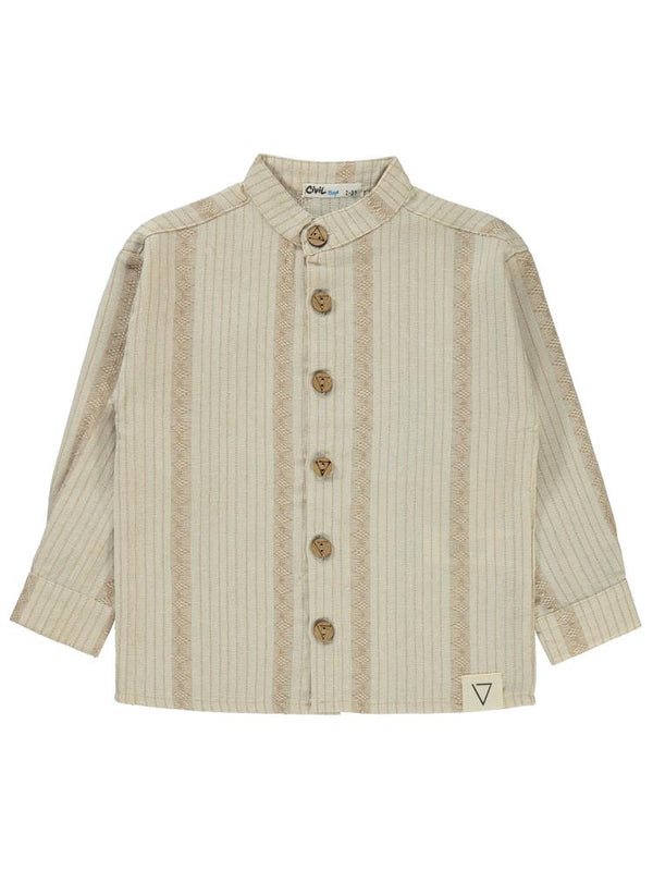 Civil Boys Kendinden Desenli Çizgili 2-5 Yaş Gömlek - Gri