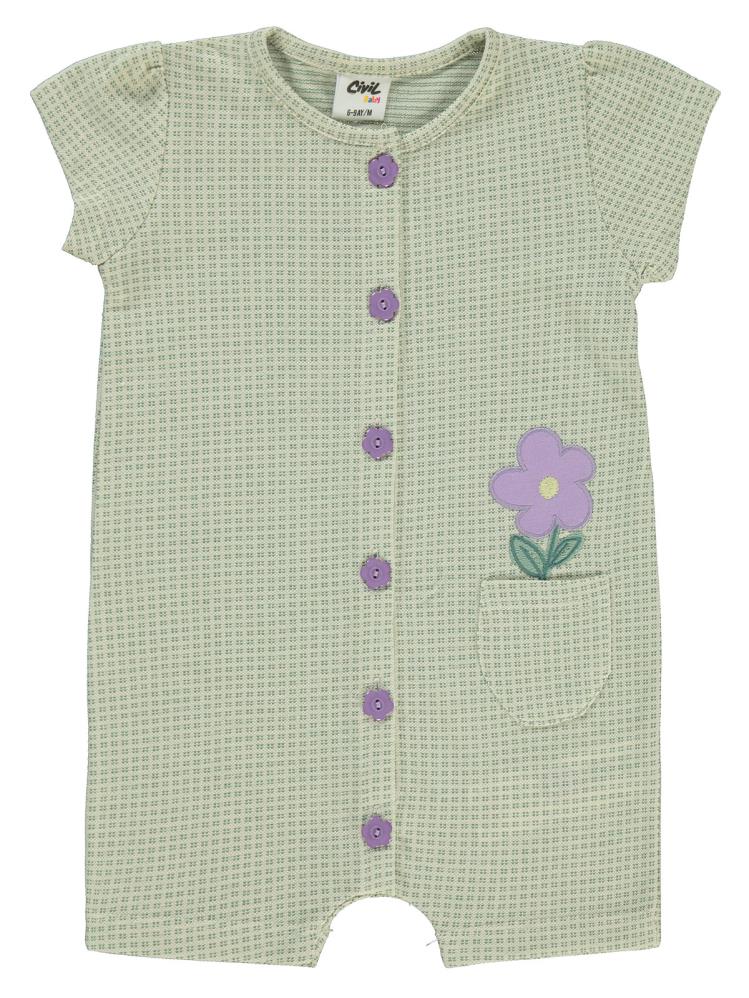 Civil Baby Çiçek Nakışlı 6-18 Ay Tulum - Yeşil