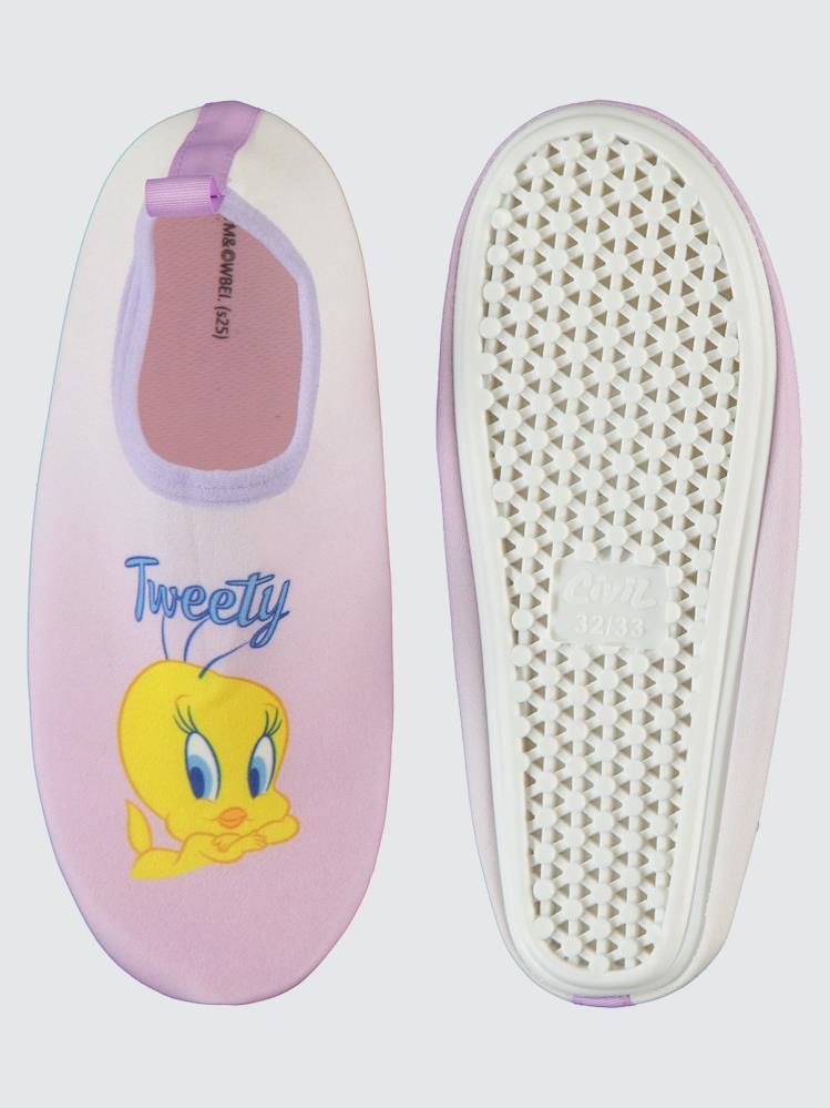 Tweety Baskılı Tabanlı 32-36 Numara Deniz Ayakkabısı - Lila