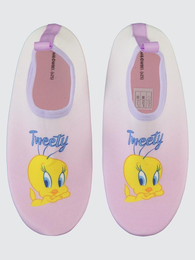 Tweety Baskılı Tabanlı 32-36 Numara Deniz Ayakkabısı - Lila