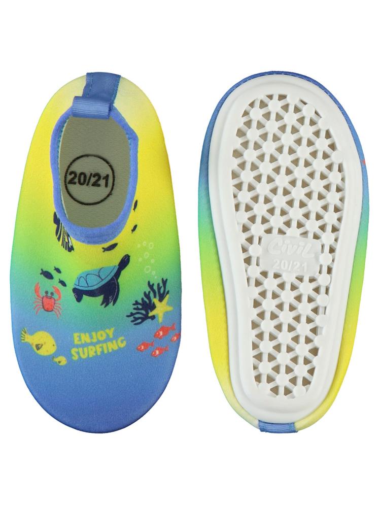 Civil Boys Kamlumbağa Balık Baskılı Tabanlı 20-24 Numara Deniz Ayakkabısı - Mavi