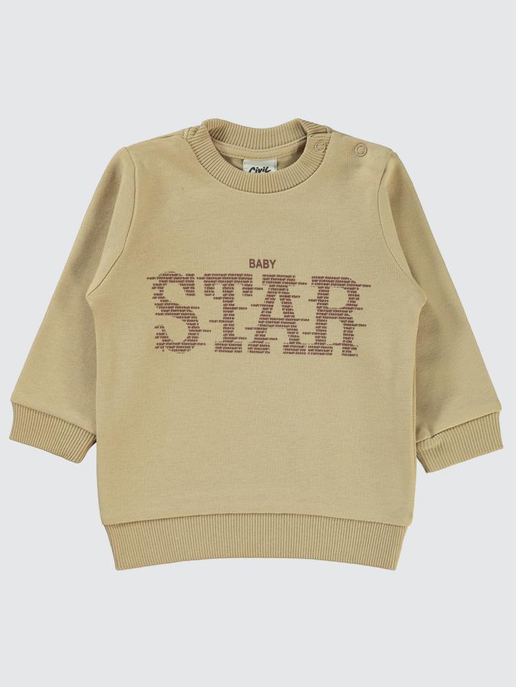 Civil Baby Star Baskılı 6-18 Ay Sweatshirt - Kahverengi