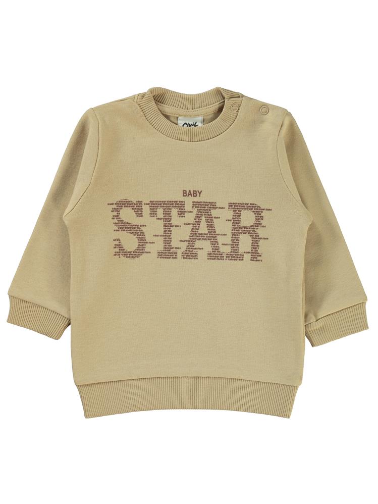 Civil Baby Star Baskılı 6-18 Ay Sweatshirt - Kahverengi
