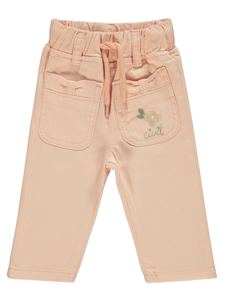 Civil Baby Çiçek Nakışlı 6-18 Ay Pantolon - Pudra