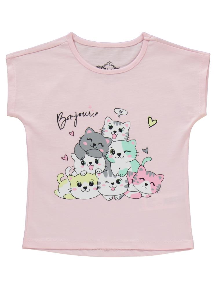 Civil Girls Kediler Baskılı 2-5 Yaş Pijama Takımı - Pembe