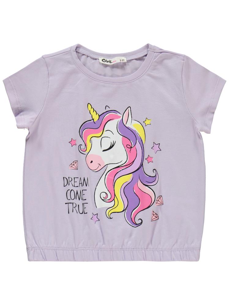 Civil Girls Unicorn Baskılı 2-5 Yaş Takım - Lila