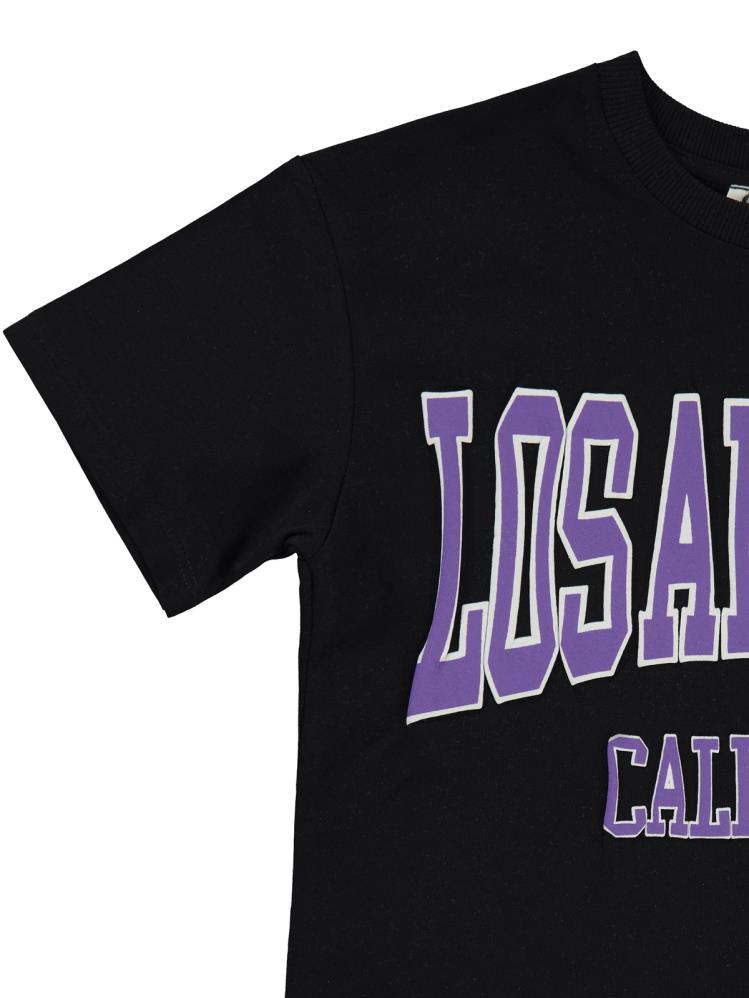 Civil Girls Los Angeles Baskılı 6-9 Yaş Tişört - Siyah