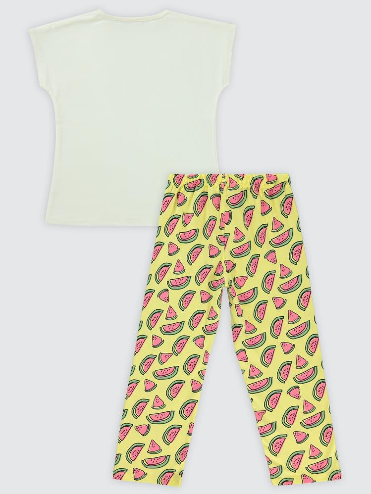 Civil Girls Karpuz Baskılı 10-13 Yaş Pijama Takımı - Sarı