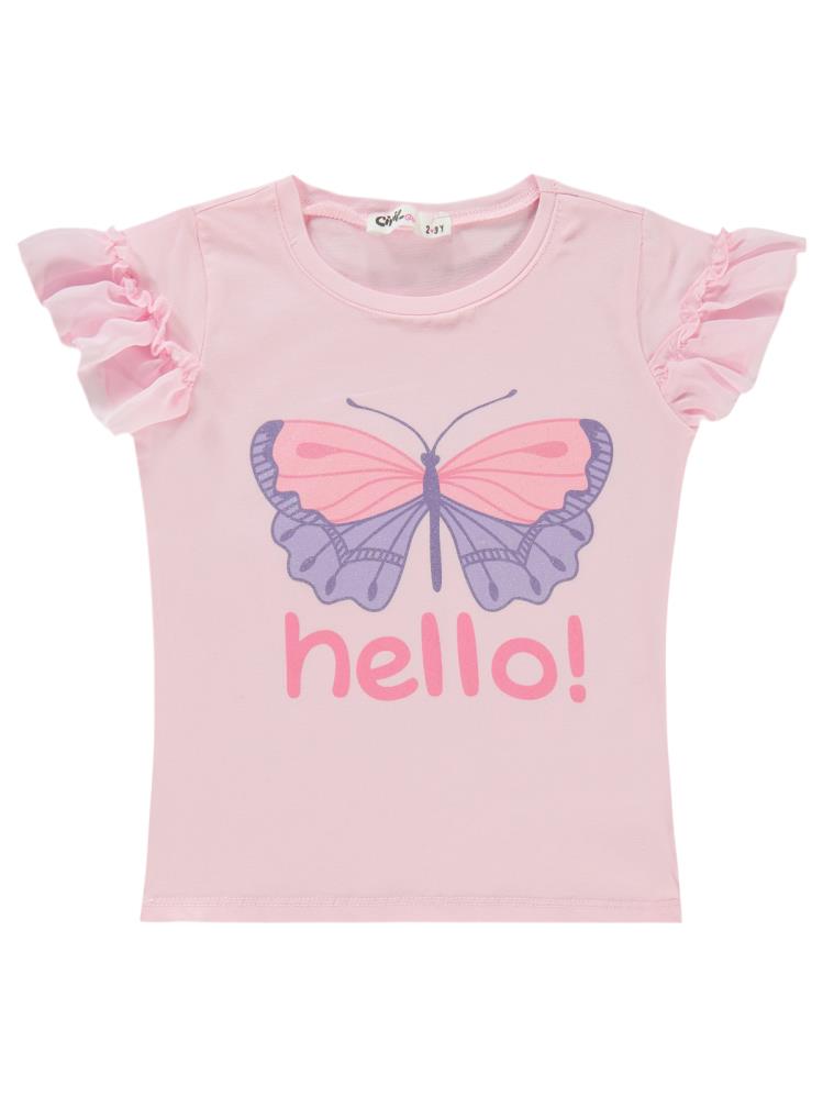 Civil Girls Hello Baskılı 2-5 Yaş Tişört - Pembe