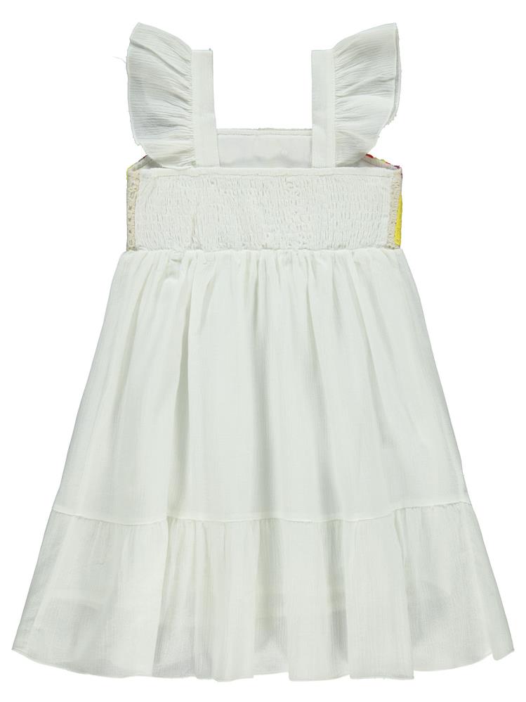 Civil Girls Roba Desenli 6-9 Yaş Elbise - Ekru