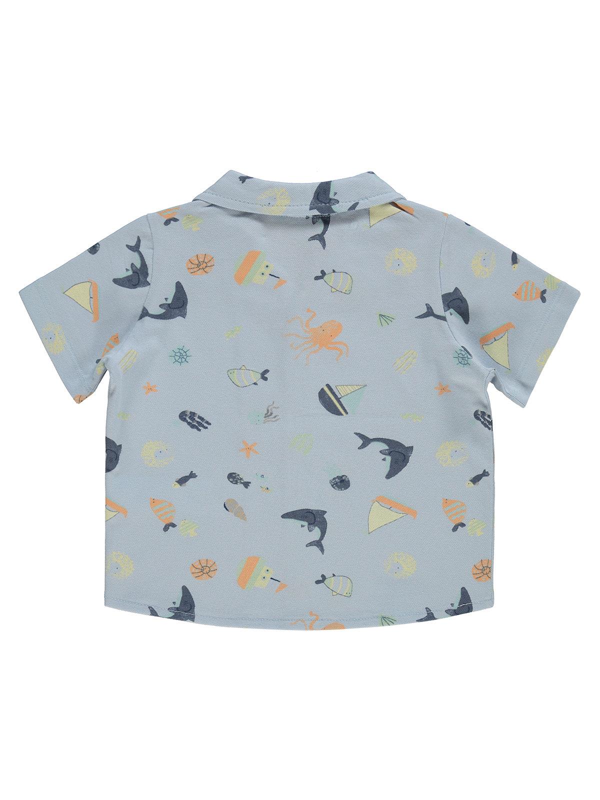 Civil Boys Ahtapot Yelkenli Baskılı 2-5 Yaş Gömlek - Mavi