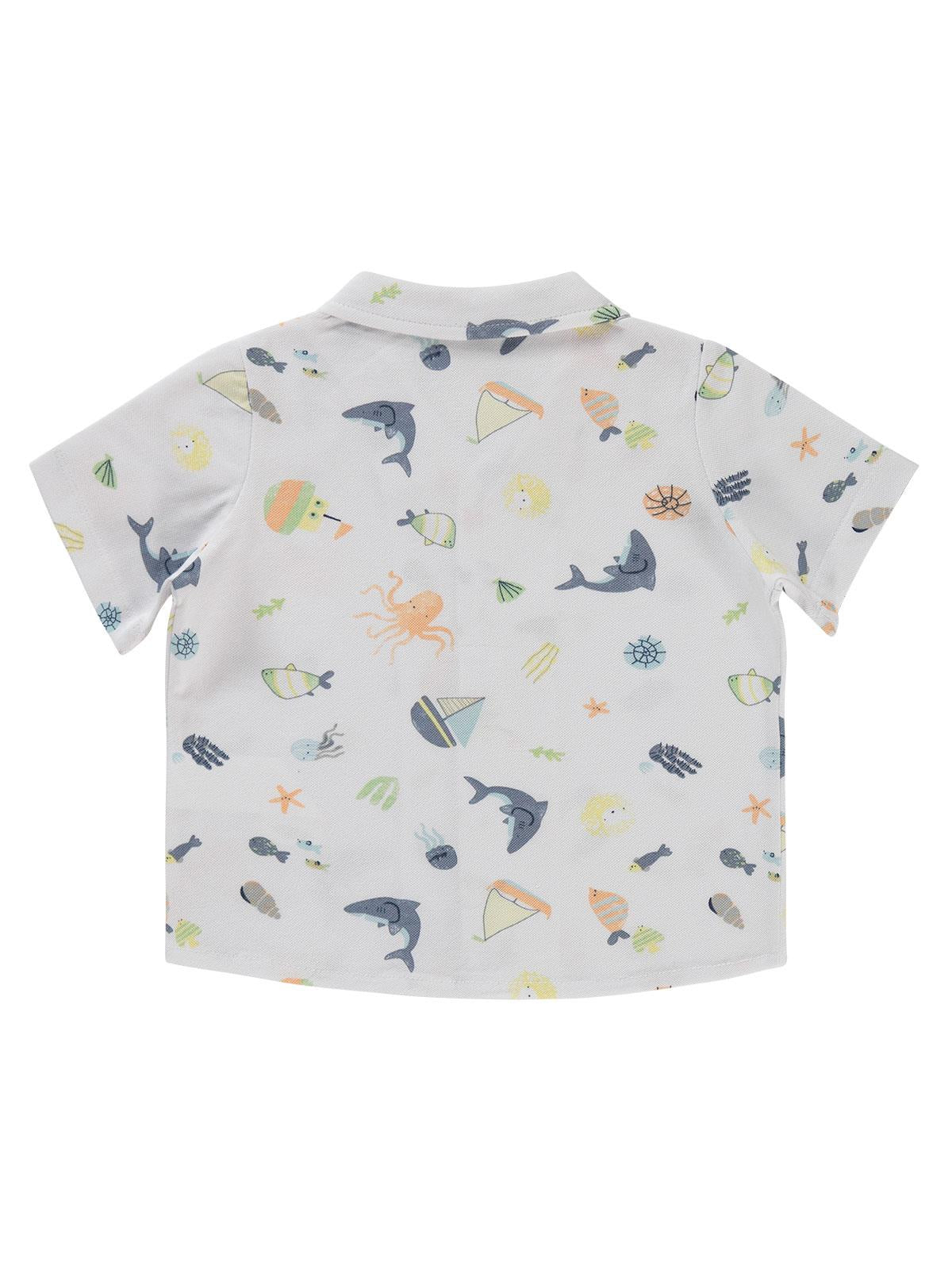 Civil Boys Ahtapot Yelkenli Baskılı 2-5 Yaş Gömlek - Beyaz