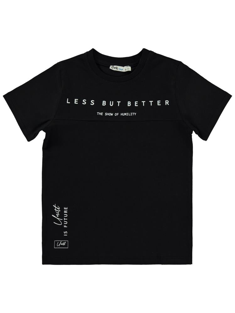 Civil Boys Less But Better Baskılı 10-13 Yaş Tişört - Siyah