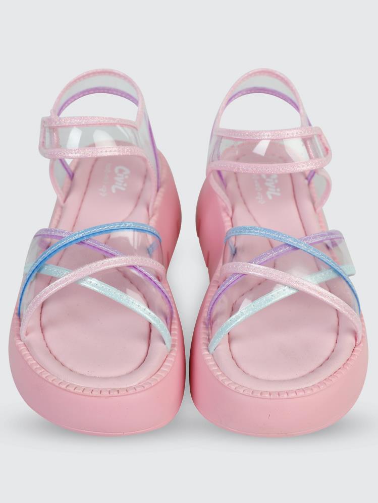 Civil Girls Dolgu Topuk 31-35 Numara Sandalet - Pembe