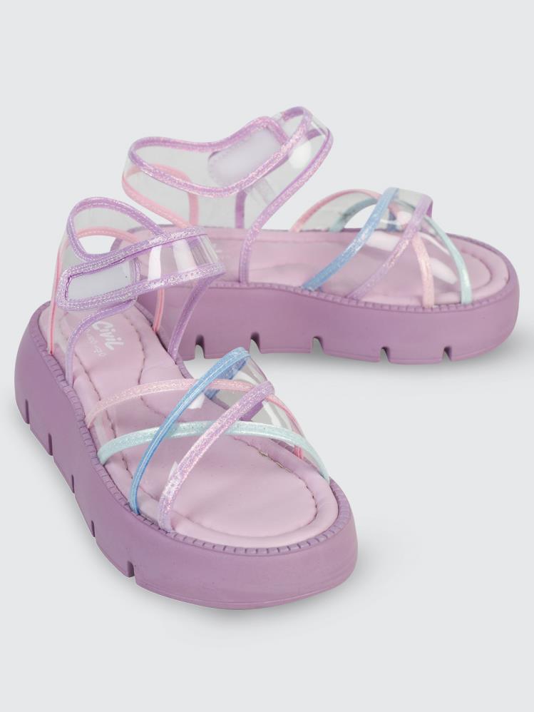 Civil Girls Dolgu Topuk 31-35 Numara Sandalet - Lila