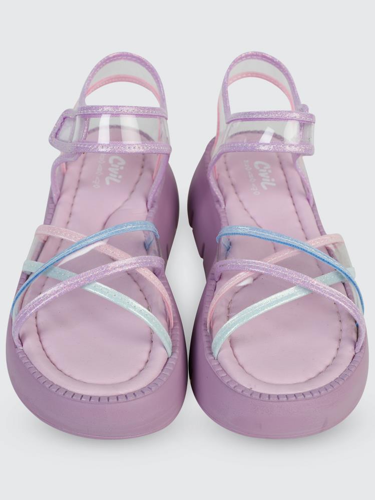 Civil Girls Dolgu Topuk 31-35 Numara Sandalet - Lila