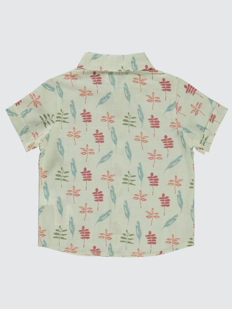 Civil Baby Renkli Yaprak Baskılı 6-18 Ay Gömlek - Ekru