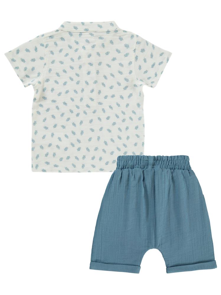 Civil Baby Palmiye Baskılı 6-18 Ay Takım - Mavi