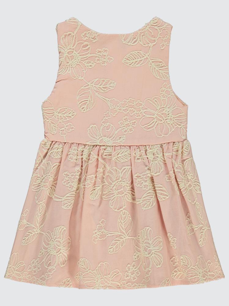 Civil Baby Çiçek Desenli 6-18 Ay Elbise - Pudra