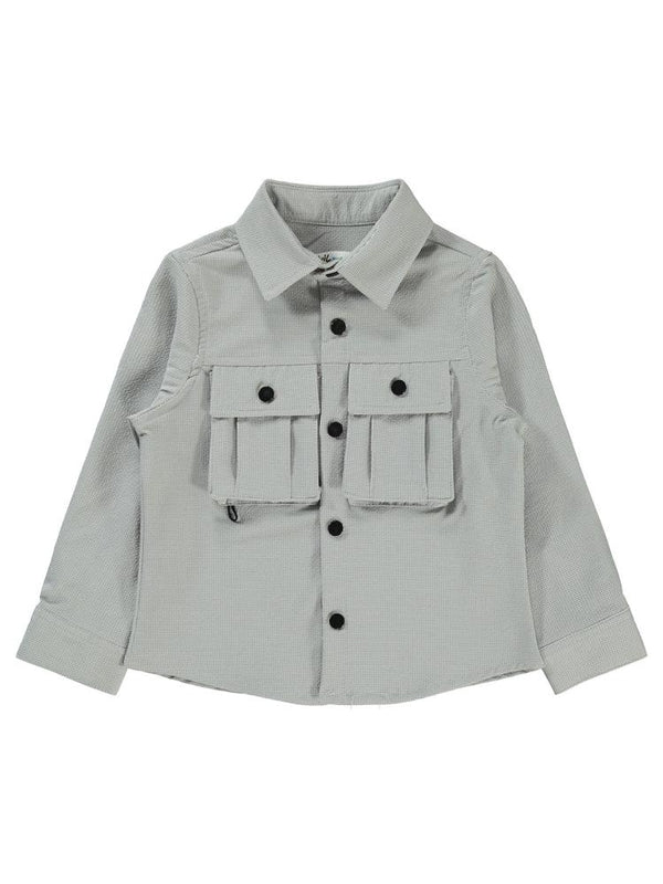 Civil Boys Ön Patlı Sahte Cepli 2-5 Yaş Gömlek - Gri
