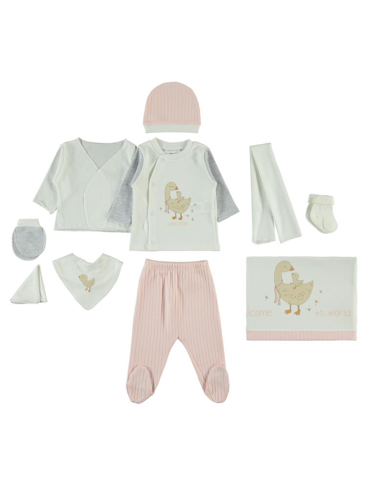 Civil Baby Ördek Nakışlı 0-1 Ay Zıbın Setleri - Pembe