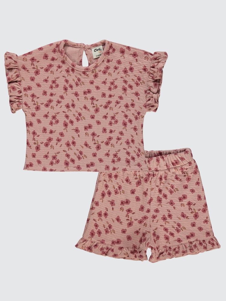 Civil Baby Çiçek Desenli 6-18 Ay Takım - Pembe