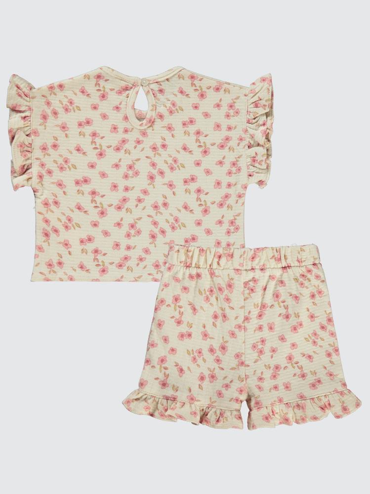 Civil Baby Çiçek Desenli 6-18 Ay Takım - Bej