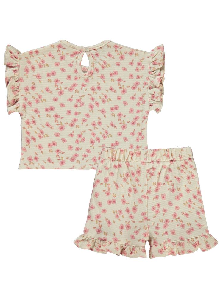 Civil Baby Çiçek Desenli 6-18 Ay Takım - Bej