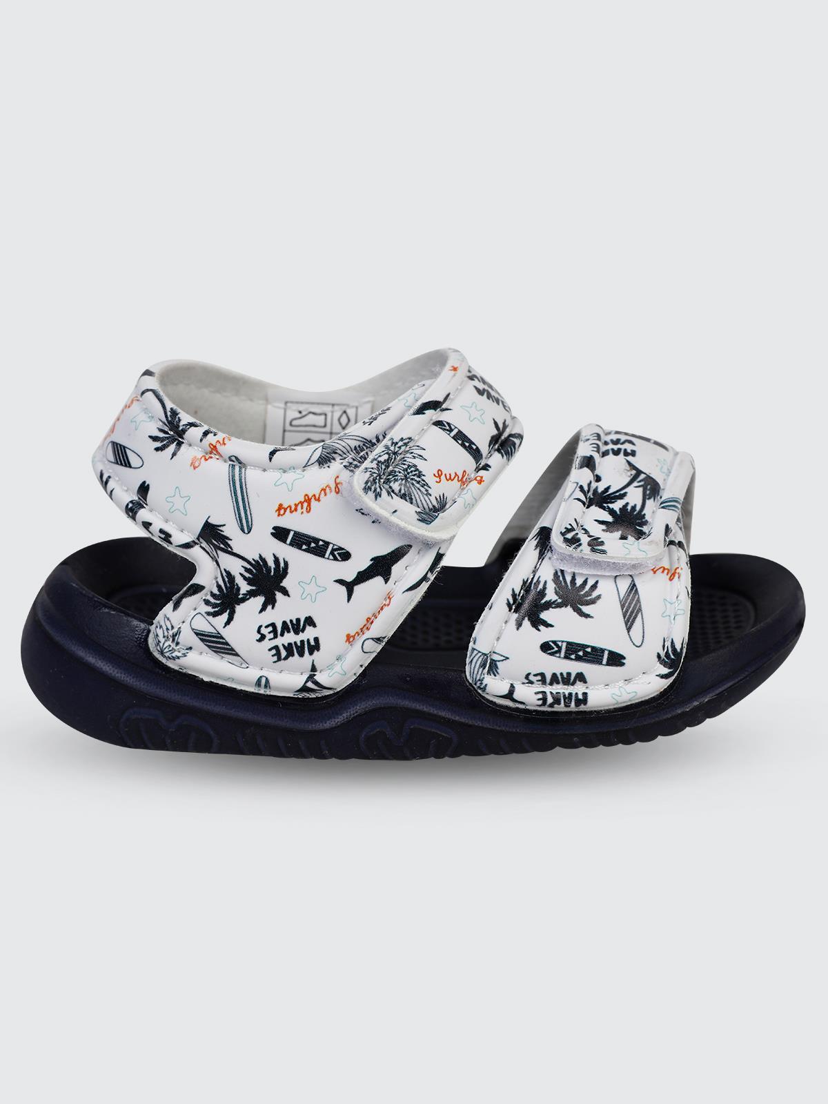 Civil Boys Palmiye Baskılı 20-24 Numara Sandalet - Beyaz