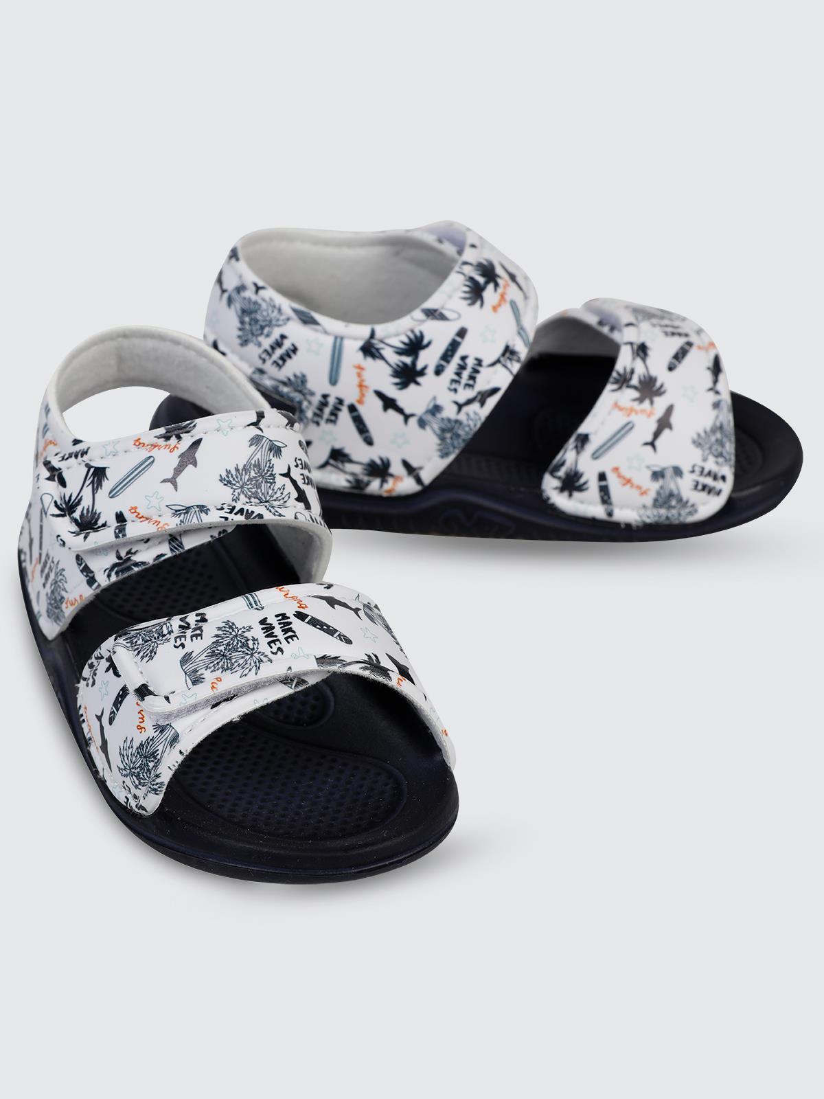 Civil Boys Palmiye Baskılı 26-30 Numara Sandalet - Beyaz