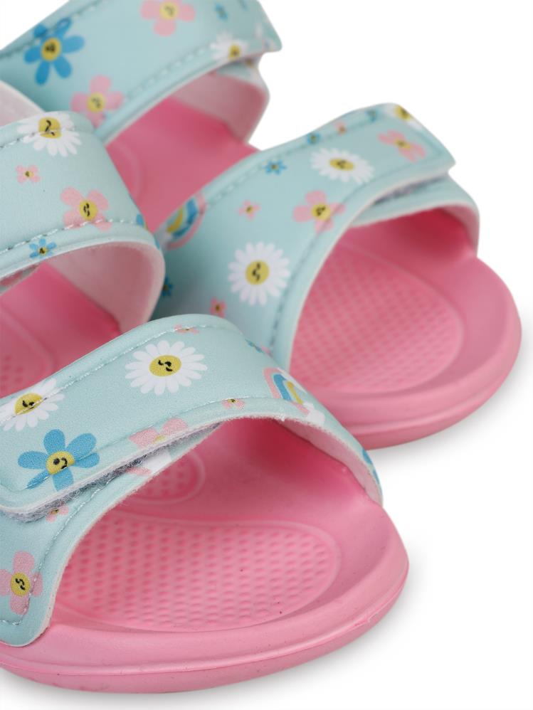 Civil Girls Çiçek Baskılı 26-32 Numara Sandalet - Yeşil