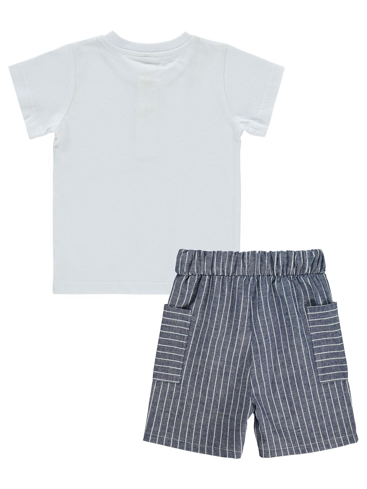 Civil Baby Çizgili 6-18 Ay Takım - Ekru