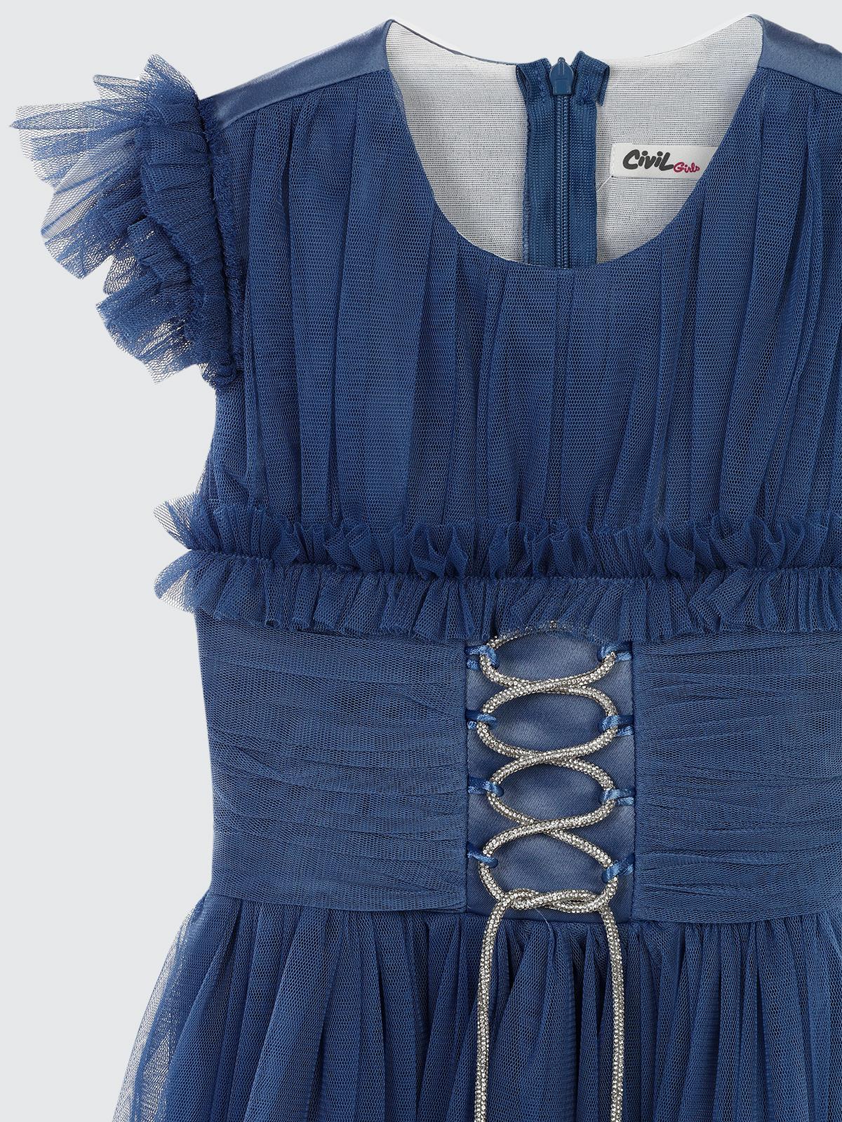 Civil Girls Bağcıklı 6-14 Yaş Abiye - Mavi