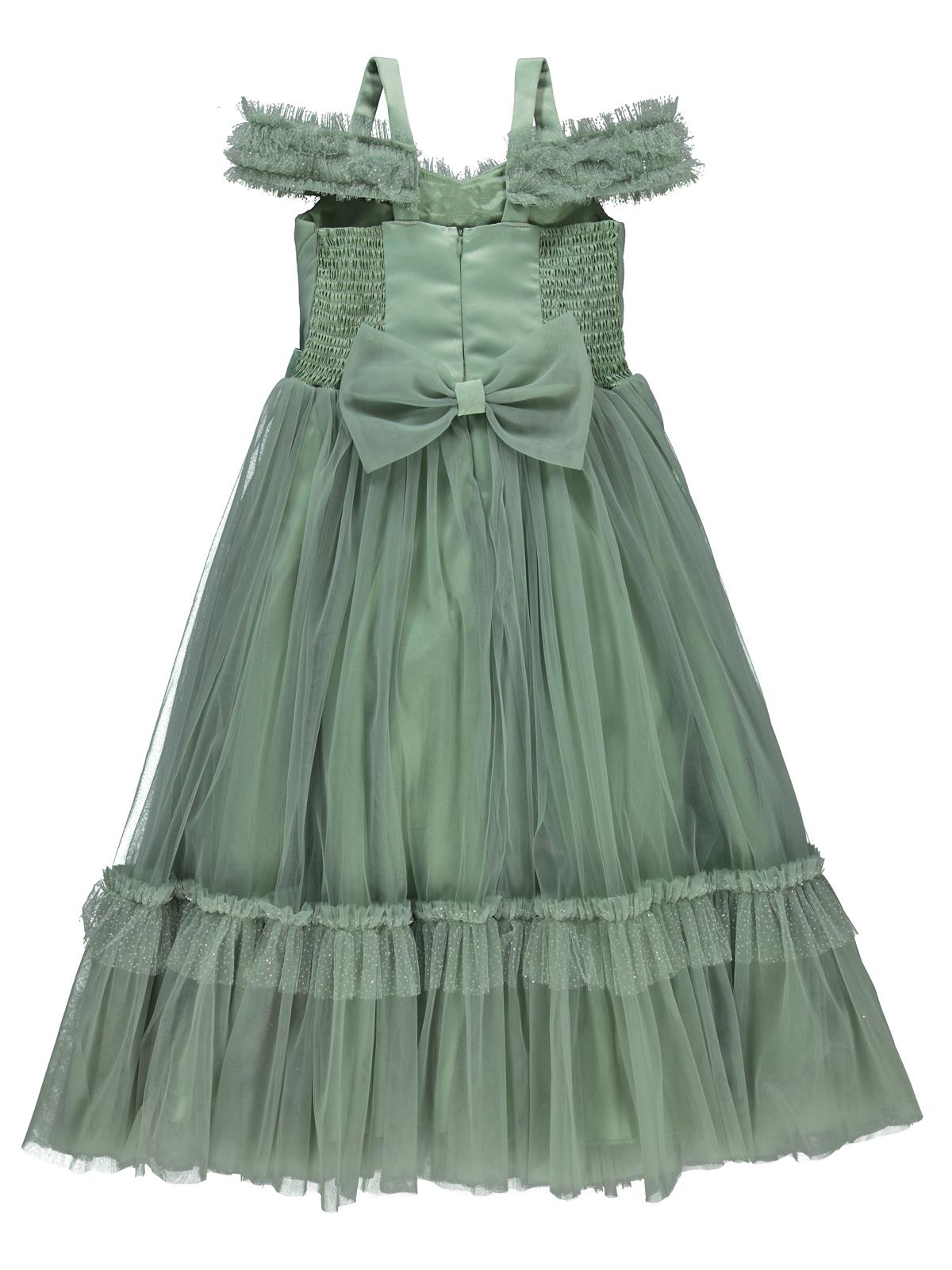 Civil Girls Yakası Fırfırlı 6-9 Yaş Abiye - Yeşil