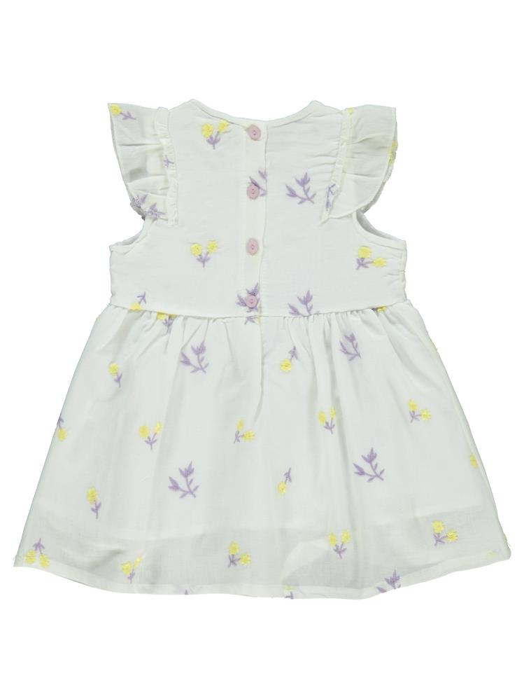 Civil Baby Çiçek Nakışlı 6-18 Ay Elbise - Ekru