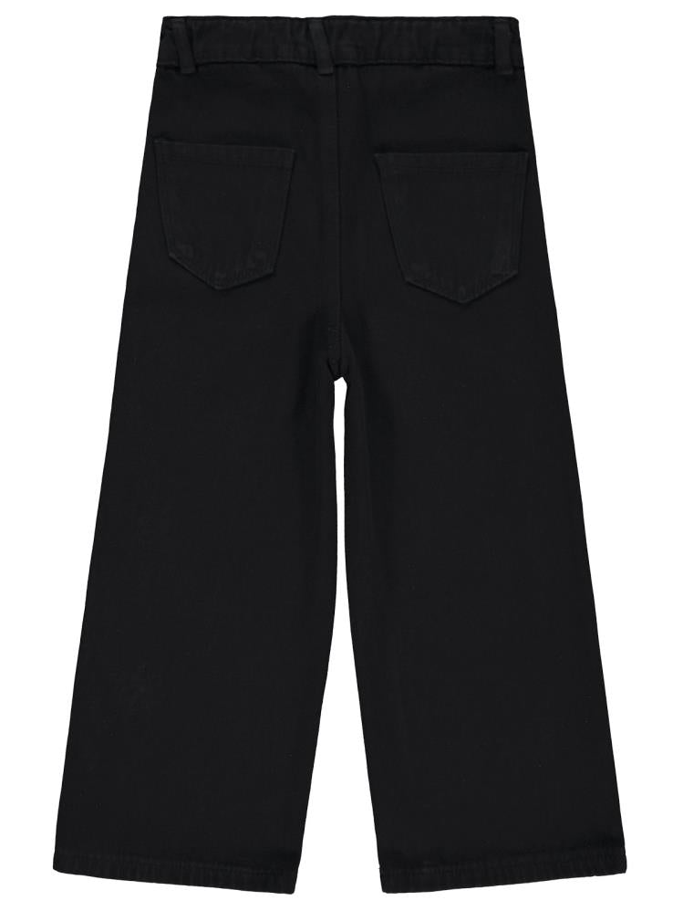 Civil Girls Çiçek Nakışlı 10-13 Yaş Pantolon - Siyah