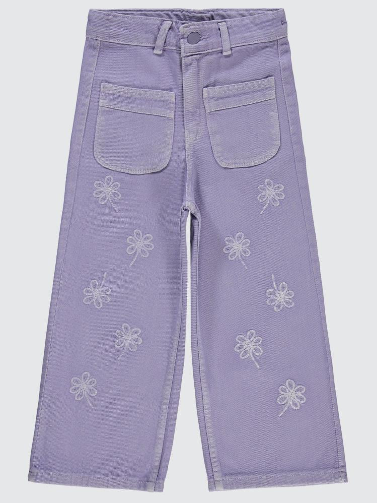 Civil Girls Çiçek Nakışlı 6-9 Yaş Pantolon - Lila