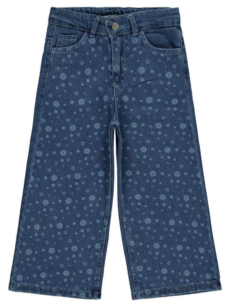 Civil Girls Çiçek Baskılı 10-13 Yaş Pantolon - Mavi