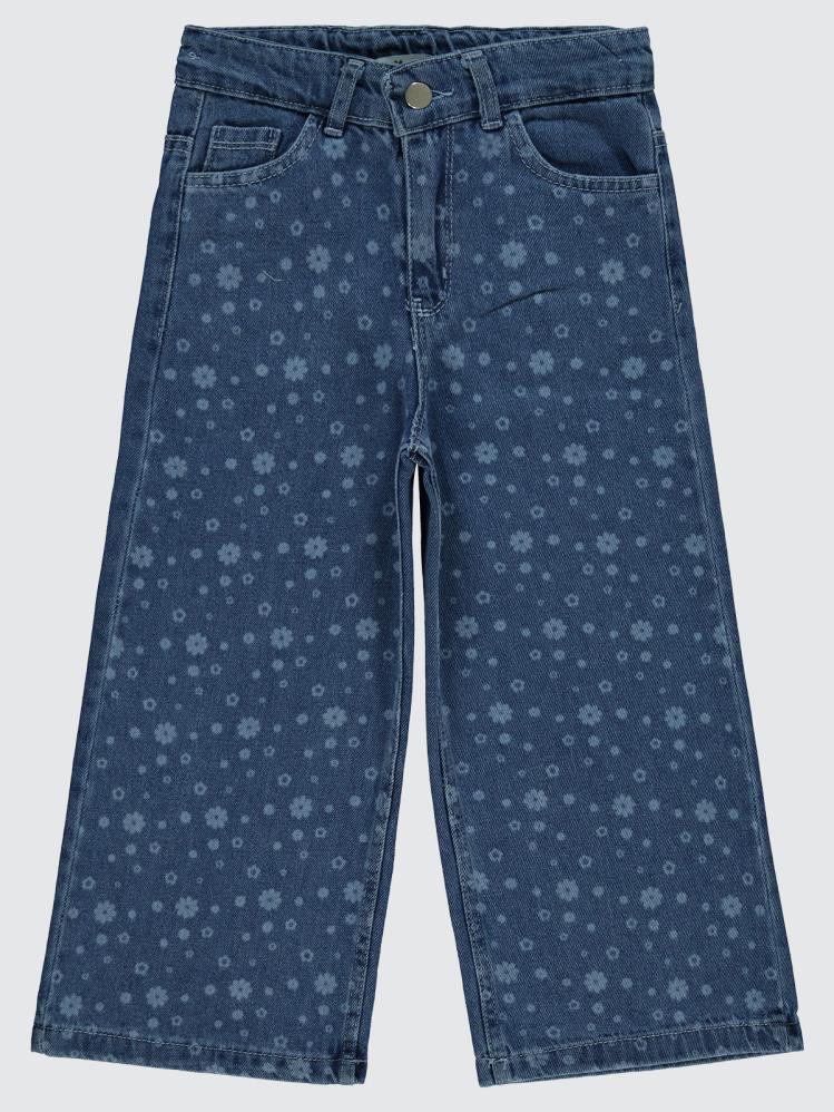 Civil Girls Çiçek Baskılı 10-13 Yaş Pantolon - Mavi